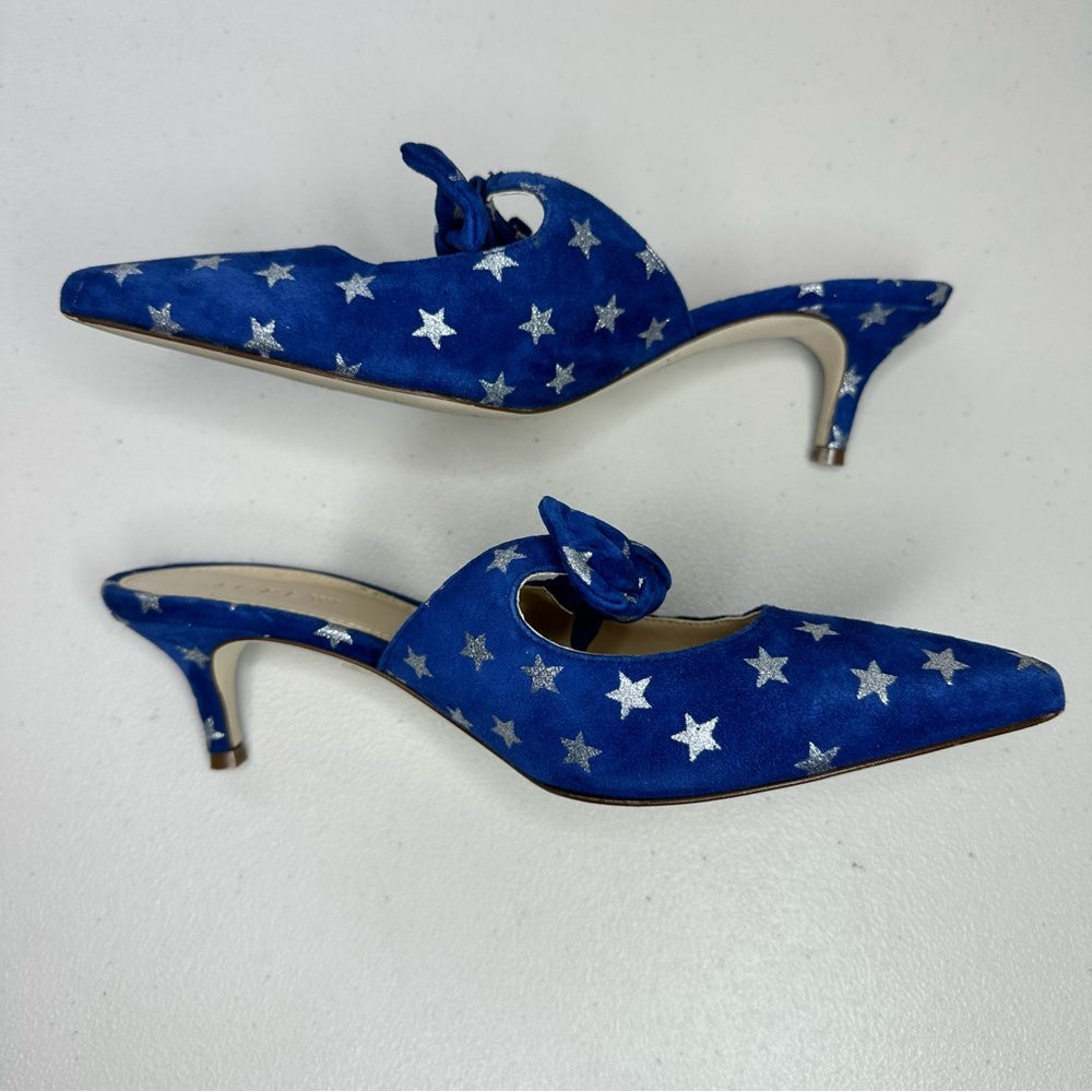 J. CREW Sophia Blue Suede Silver Star Accent Low Heel Mules Women’s Size 8.5 - Picture 5 of 8
